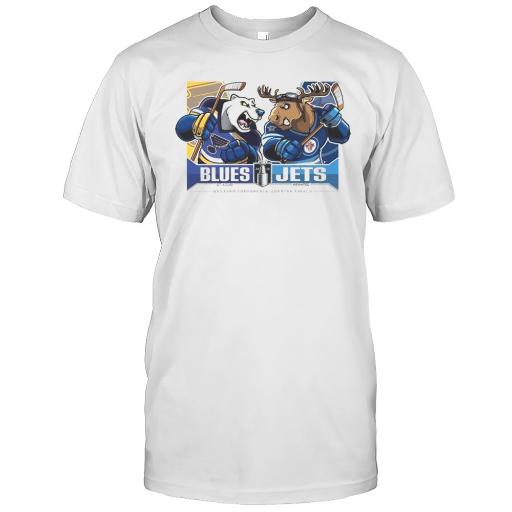the-2025-stanley-cup-playoffs-st-louis-blues-vs-winnipeg-jets-western-conference-r4rdvy9m The 2025 Stanley Cup Playoffs St Louis Blues Vs Winnipeg Jets Western Conference Quarter Finals Mascots T-shirt