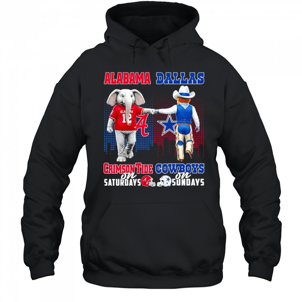 The Alabama Crimson Tide on Saturday and Dallas Cowboys on Sundays mascots college shirt