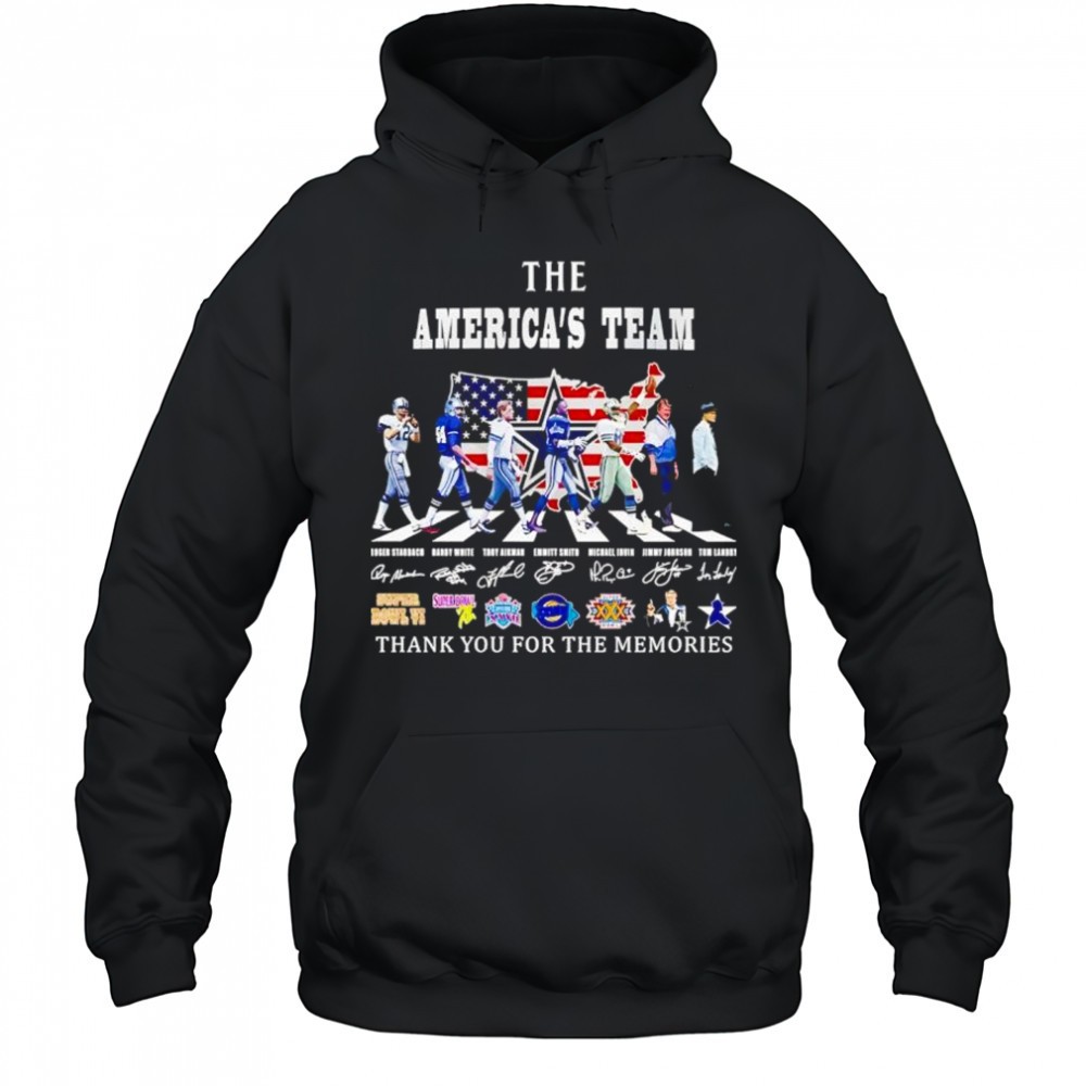 The Americas team Dallas Cowboy walking across thank you for the memories signatures shirt