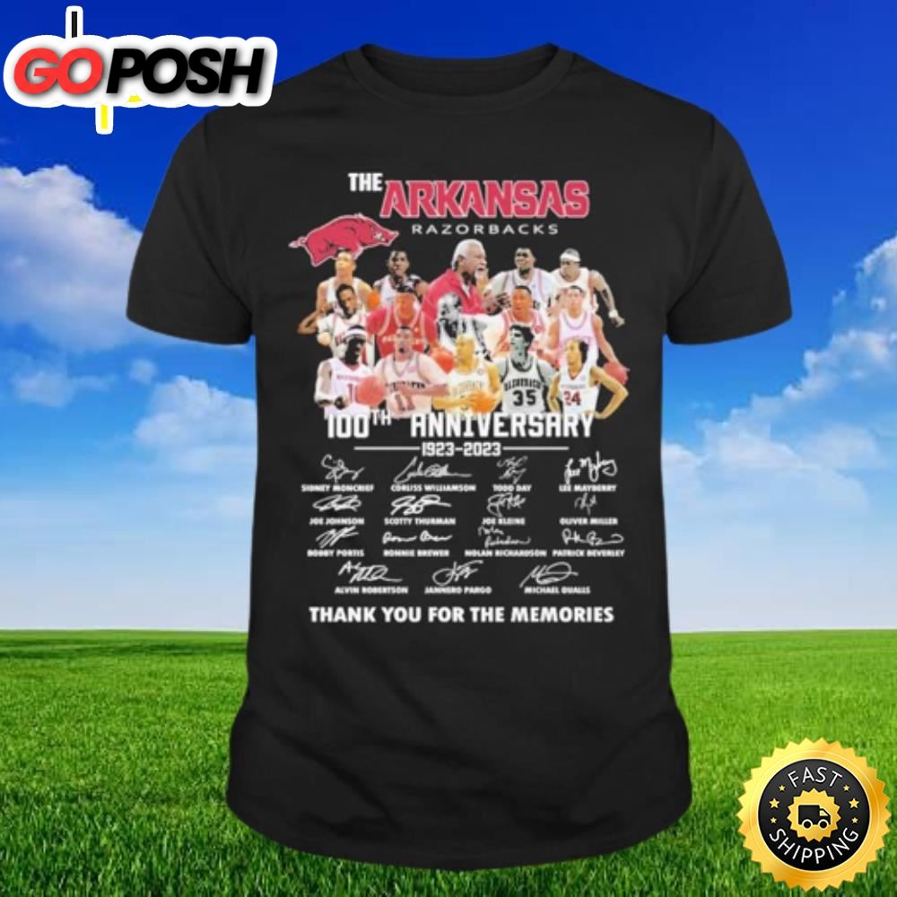 The Arkansas Razorbacks 100th Anniversary 1923 2025 Signatures Thank You For The Memories T-shirt