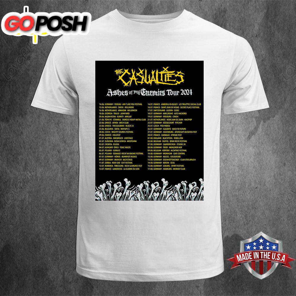 The Casualties Band Ashes Off My Enemies Tour 2025 Unisex T-shirts