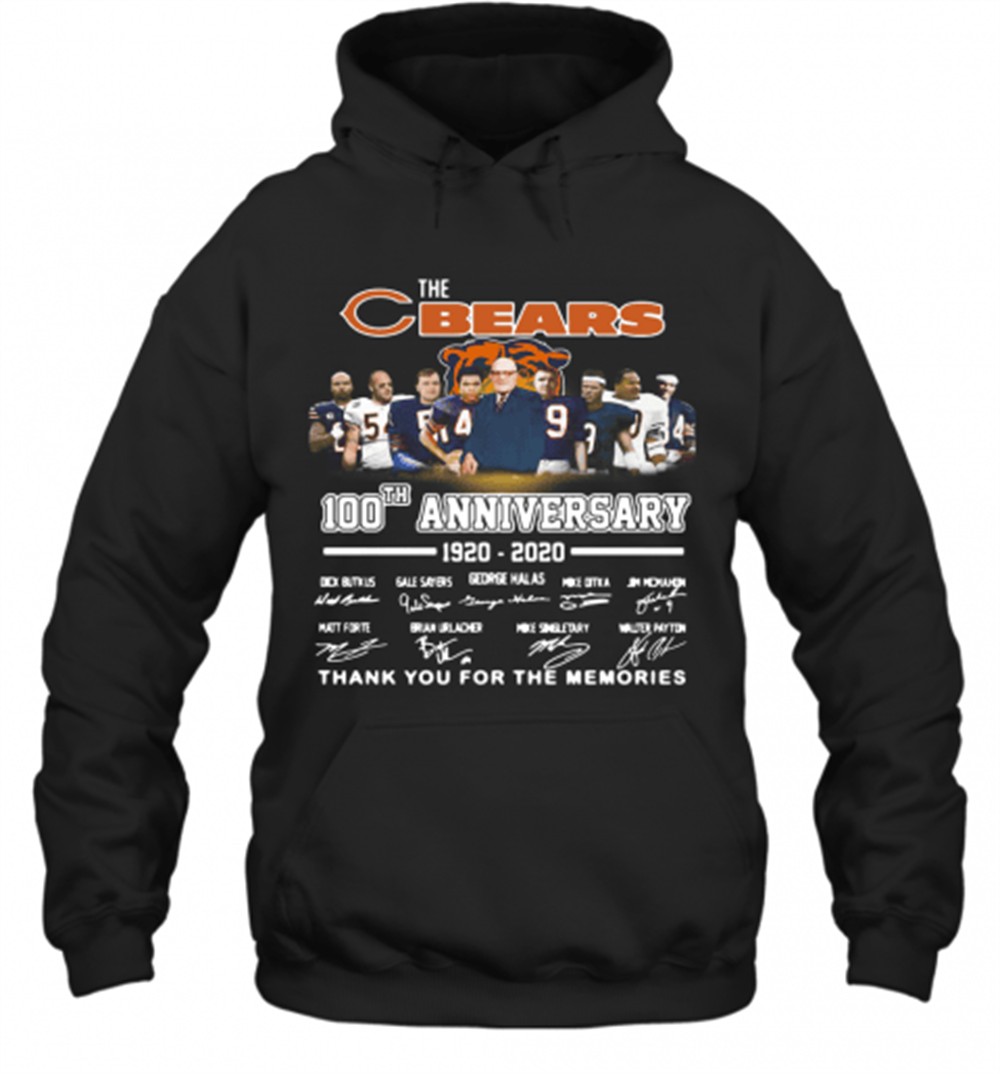 The Chicago Bears 100Th Anniversary 1920 2020 Thank You For The Memories T-Shirt
