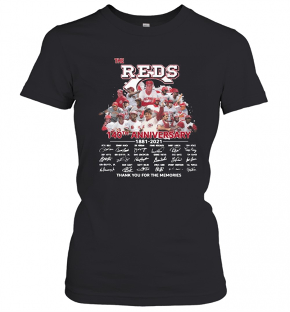 the-cincinnati-reds-baseball-140th-anniversary-1881-2021-thank-you-for-the-memor-8rip6rw0 The Cincinnati Reds Baseball 140Th Anniversary 1881 2021 Thank You For The Memories Signatures T-Shirt