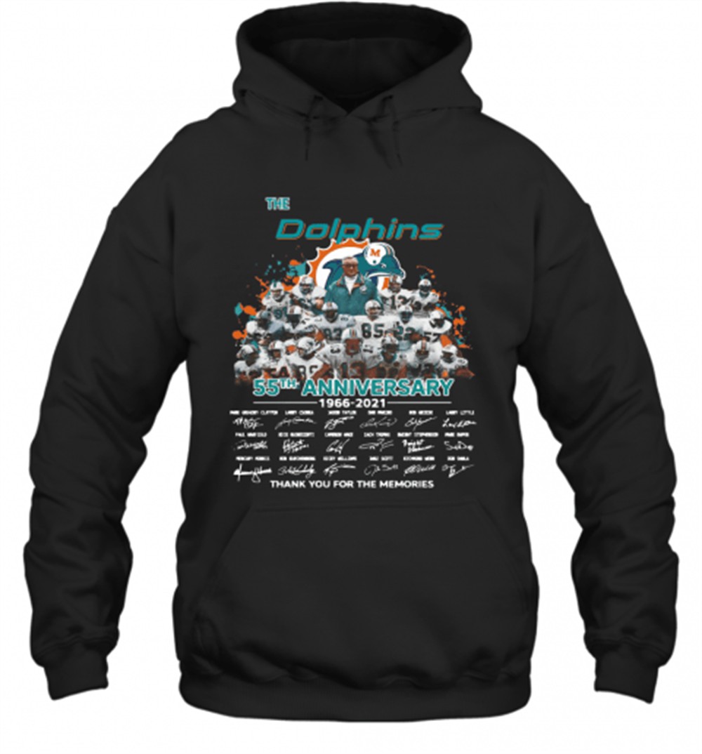 The Dolphins 55Th Anniversary 1966 2021 Thank You For The Memories T-Shirt
