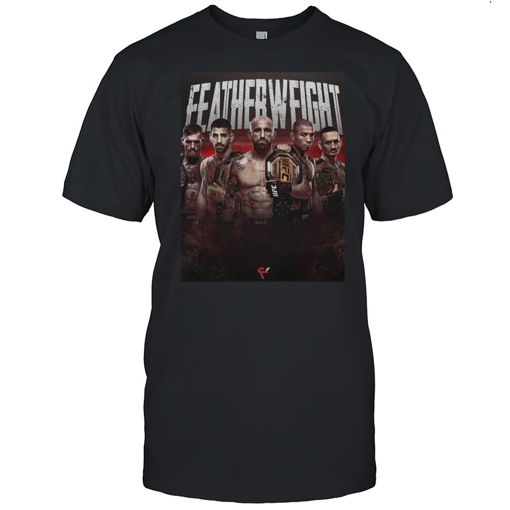 the-five-kings-of-featherweight-ufc-ilia-topuria-alexander-volkanovski-jos-aldo-18k7rm7c The Five Kings Of Featherweight UFC Ilia Topuria Alexander Volkanovski Jos Aldo Max Holloway 2025 T-shirt