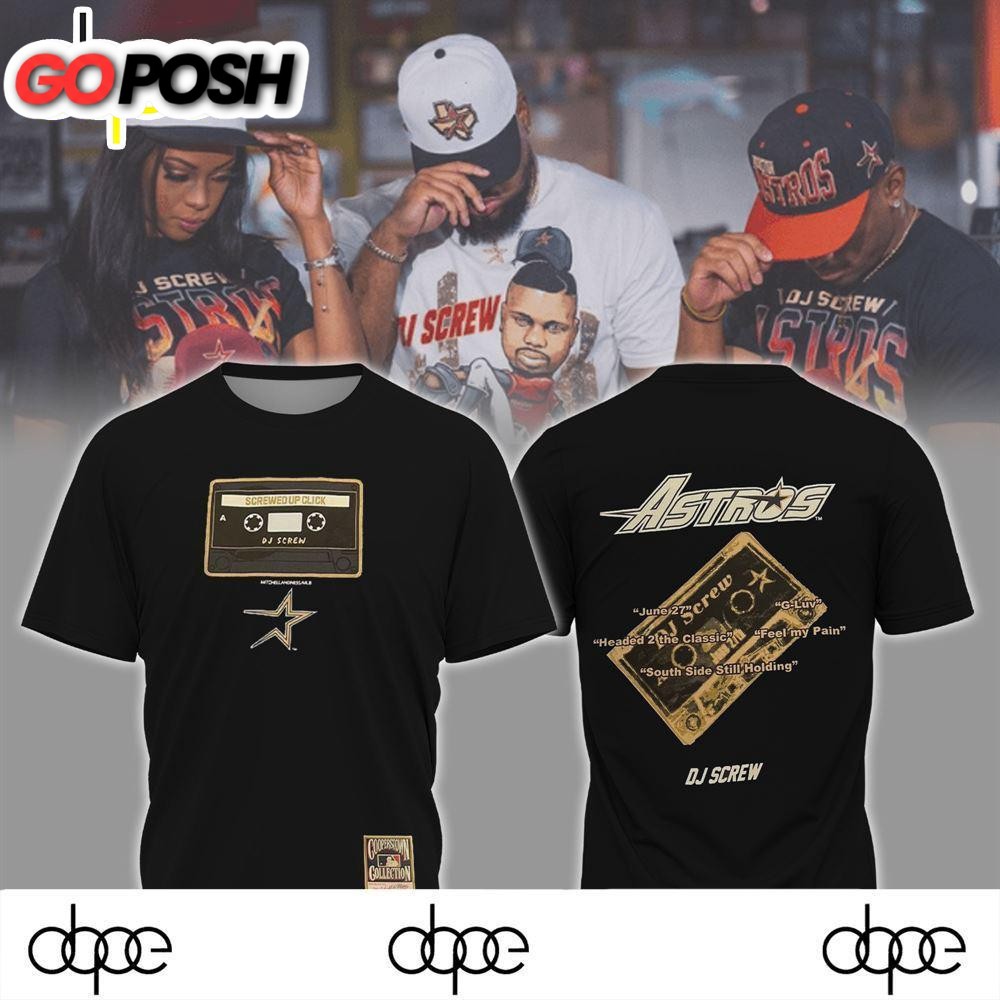 The Houston Astros x Dj Screw 2024 New Collection Black Shirt