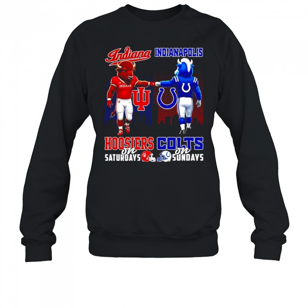 the-indiana-hoosiers-on-saturdays-and-indianapolis-colts-on-sundays-mascots-coll-8tf82iow The Indiana Hoosiers on Saturdays and Indianapolis Colts on Sundays mascots college shirt