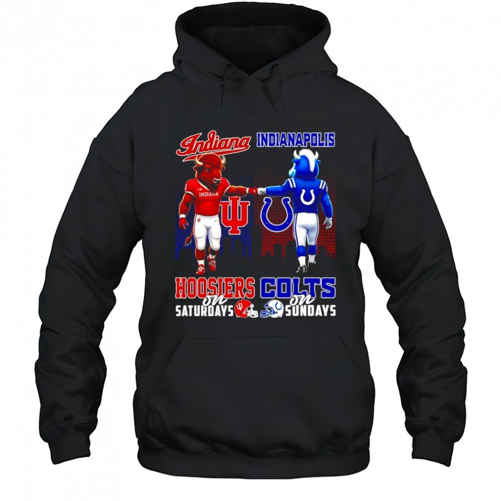 The Indiana Hoosiers on Saturdays and Indianapolis Colts on Sundays mascots college shirt