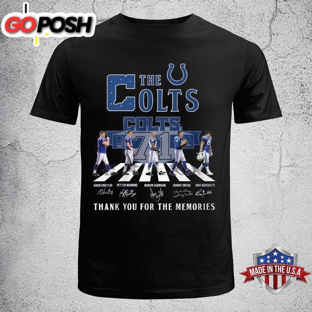 The Indianapolis Colts 1953-2025 71 Years Signatures Thank You For The Memories Abbey Road T-Shirt