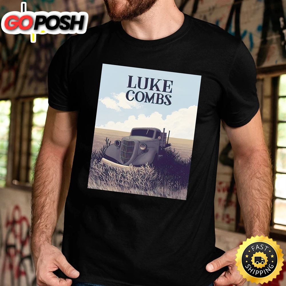 The Luke Combs 2025 World Tour Stops In Indianapolis Unisex Black T-shirt