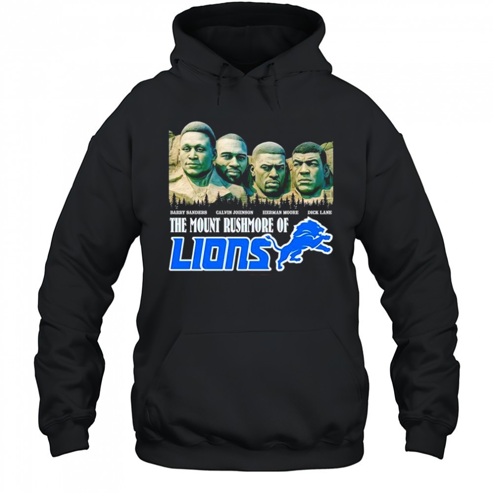 The Mount Rushmore of Detroit Lions are Barry Sanders Calvin Johnson Herman Moore Dick Lane shirt