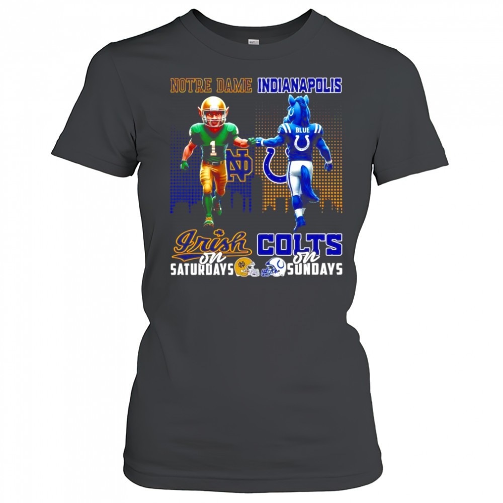 the-notre-dame-fighting-irish-on-saturdays-and-indianapolis-colts-on-sundays-mas-3kj0zt9i The Notre Dame Fighting Irish on Saturdays and Indianapolis Colts on Sundays mascots college shirt