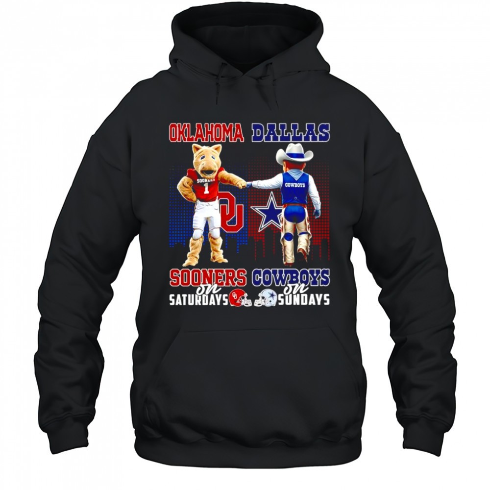 The Oklahoma Sooners on Saturdays and Dallas Cowboys on Sundays mascots college shirt