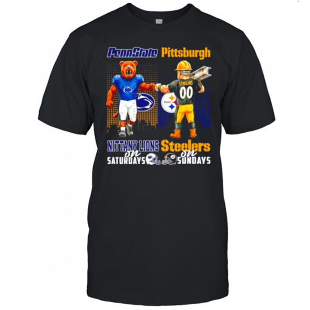 the-penn-state-nittany-lions-on-saturdays-and-pittsburgh-steelers-on-sundays-mas-xcy6563j The Penn State Nittany Lions on Saturdays and Pittsburgh Steelers on Sundays mascots college shirt
