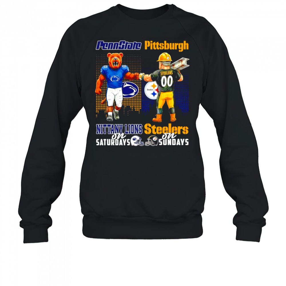 the-penn-state-nittany-lions-on-saturdays-and-pittsburgh-steelers-on-sundays-mas-xcy6563j The Penn State Nittany Lions on Saturdays and Pittsburgh Steelers on Sundays mascots college shirt