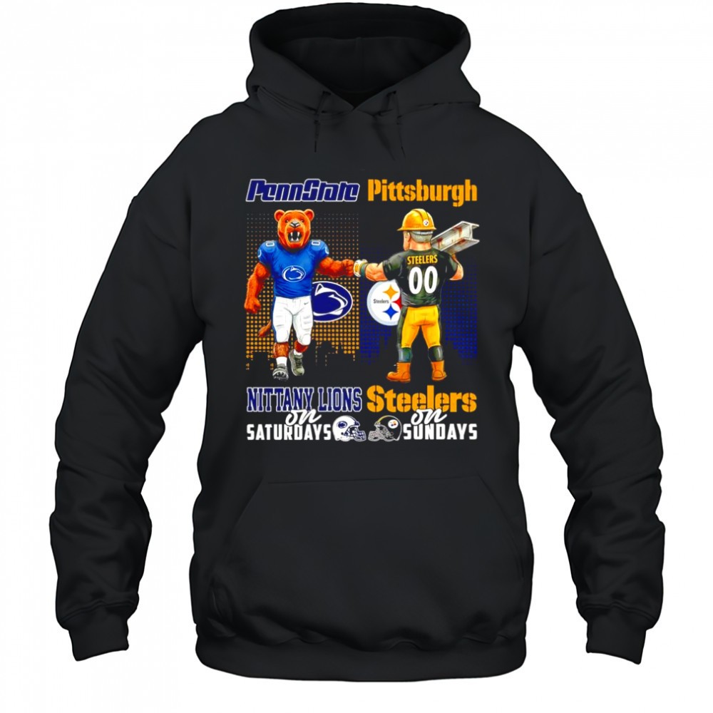 The Penn State Nittany Lions on Saturdays and Pittsburgh Steelers on Sundays mascots college shirt