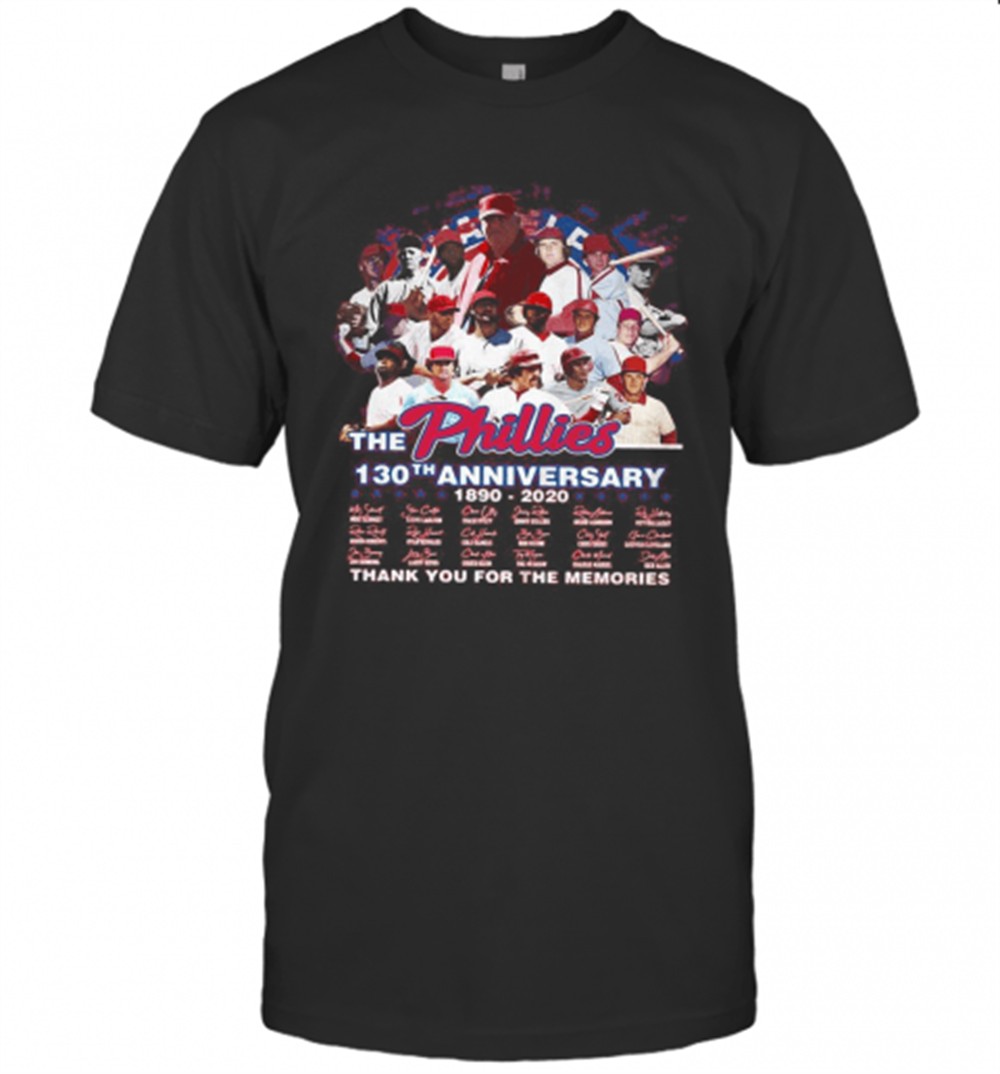 the-philadelphia-phillies-130th-anniversary-1890-2020-thank-you-for-the-memories-g31gyb4n The Philadelphia Phillies 130Th Anniversary 1890 2020 Thank You For The Memories Signatures T-Shirt