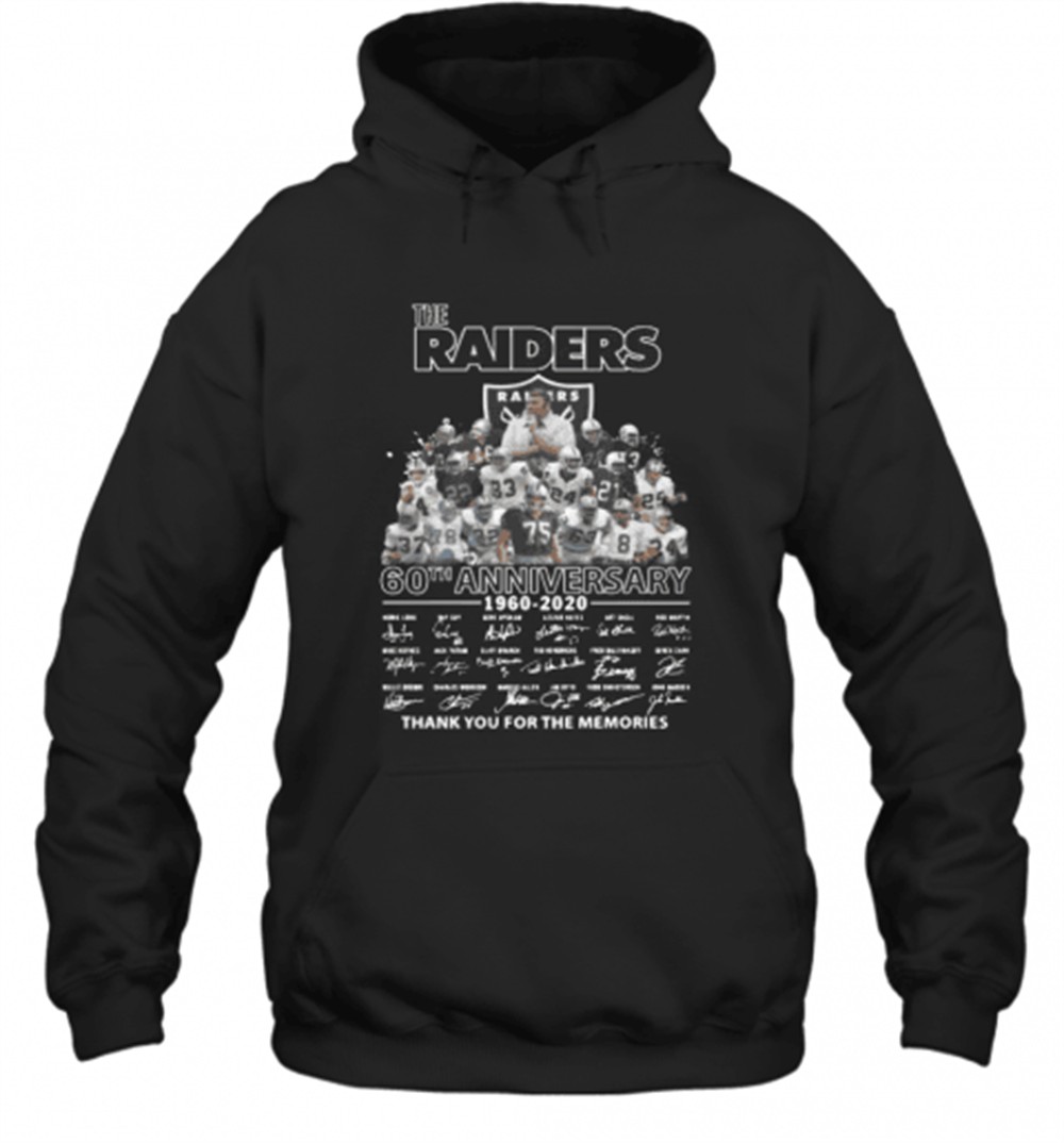 The Raiders 60Th Anniversary 1960 2020 Thank You For The Memories Signatures T-Shirt