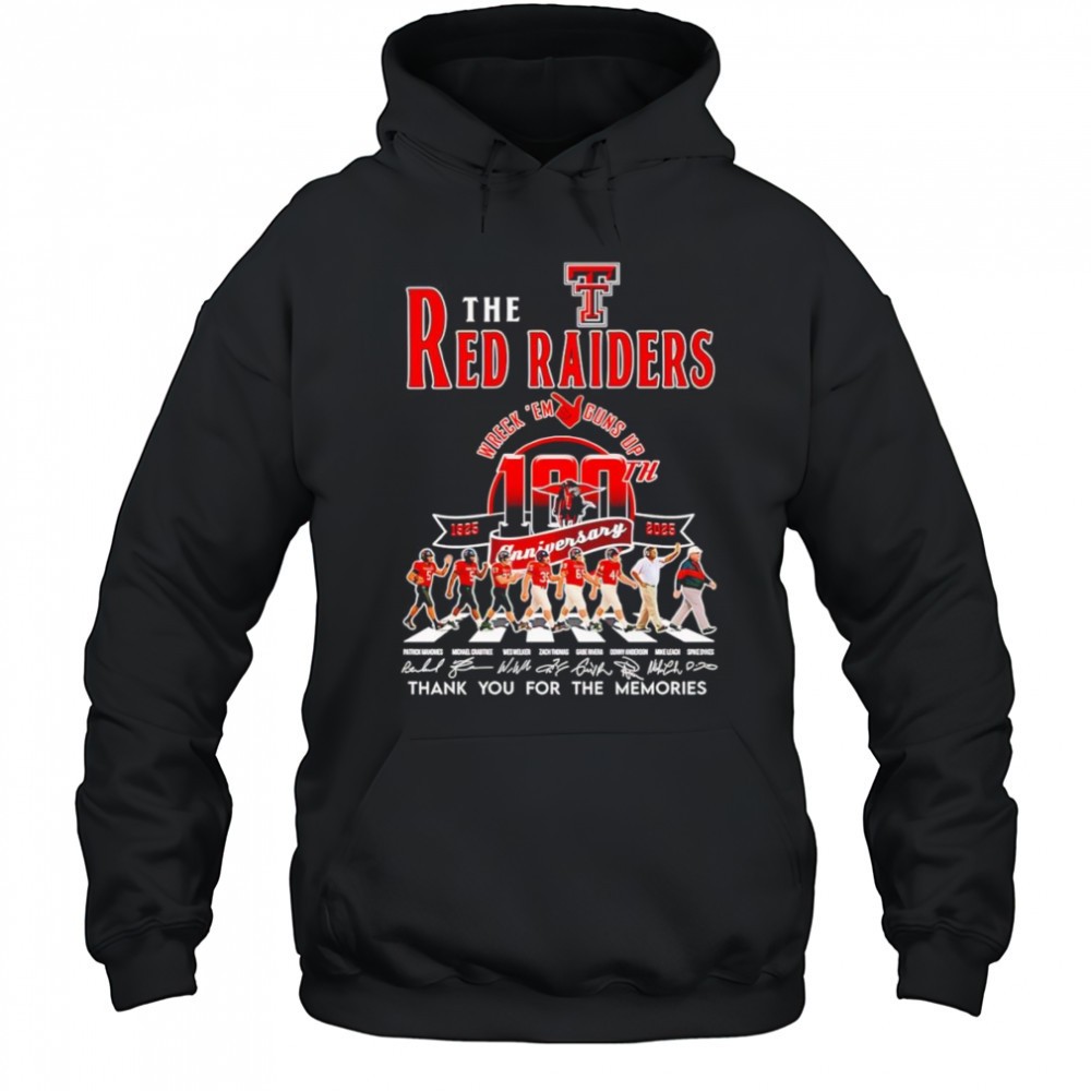 The Red Raiders wreck em guns up 100th 1925 2025 thank you for the memories shirt