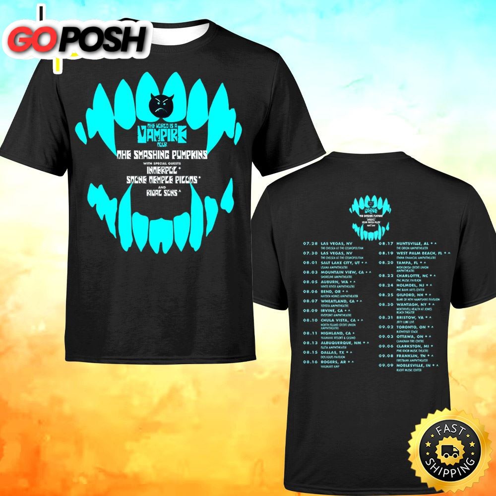 The Smashing Pumpkins Tour 2023 Dates Unisex Black T-shirt