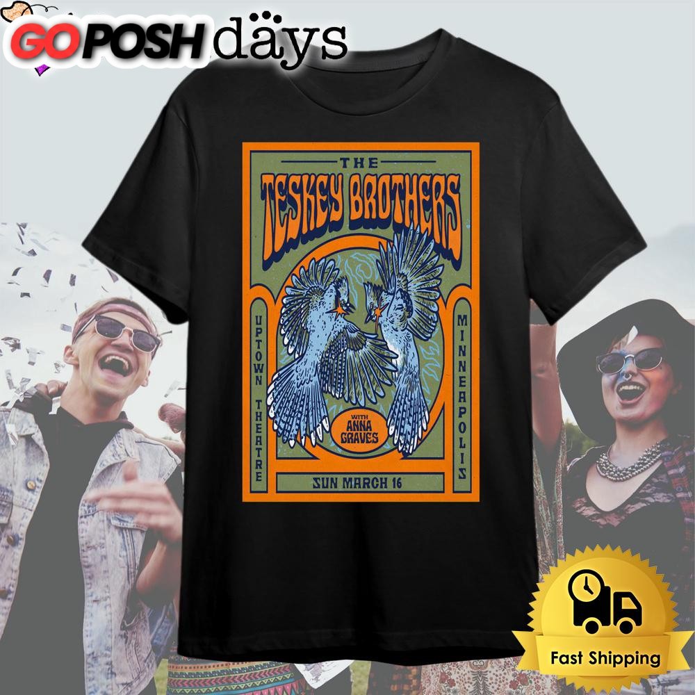 The Teskey Brothers Concert On Mar 16 2025 Uptown Theater Minneapolis Minneapolis, MN T Shirt