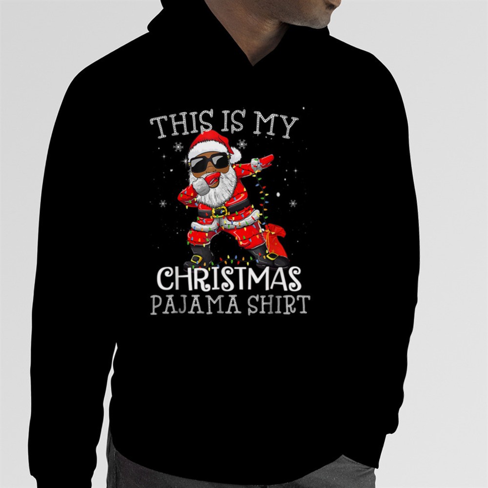 This Is My Christmas Pajama Dabbing African American Santa T-Shirt B0BM84P8ZZ
