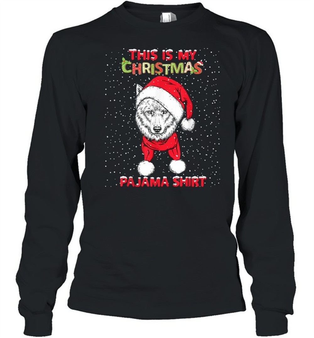 this-is-my-christmas-pajama-wolf-with-santa-hate-shirt-h9ojg6kb This Is My Christmas Pajama Wolf with Santa Hate shirt