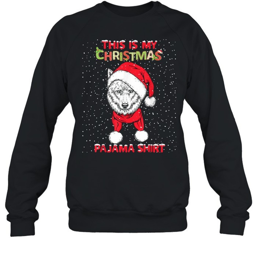 this-is-my-christmas-pajama-wolf-with-santa-hate-shirt-h9ojg6kb This Is My Christmas Pajama Wolf with Santa Hate shirt