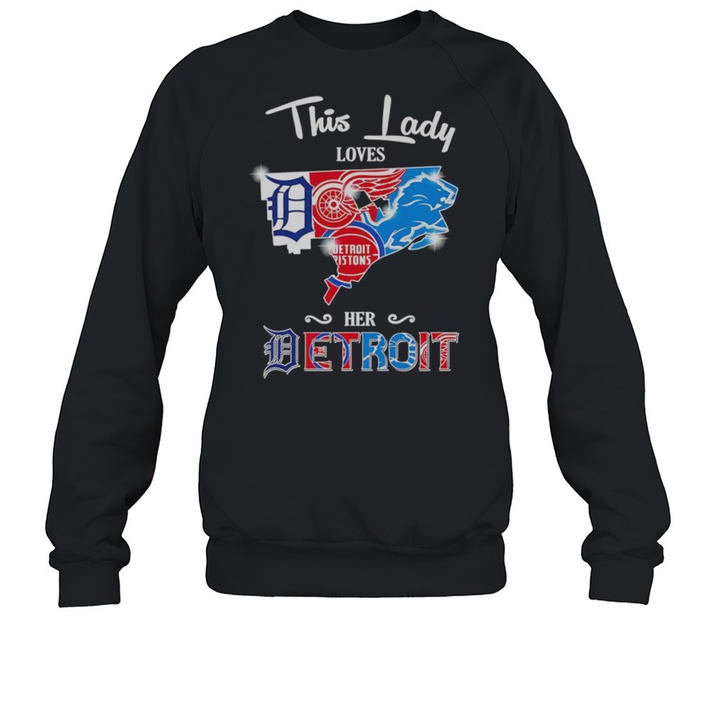 This Lady Loves Her Detroit Sports Map Shirt