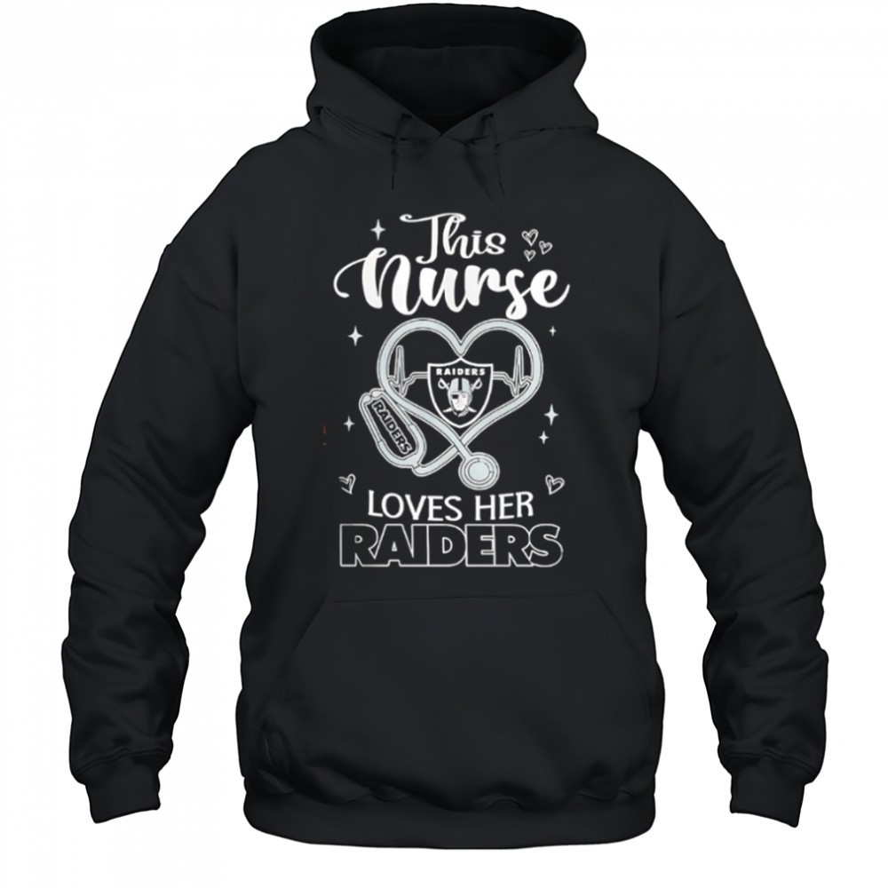 This nurse love her Las Vegas Raiders shirt