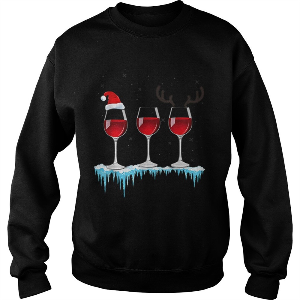 Three Glasses of Red Wine Santa Hat Christmas shirt