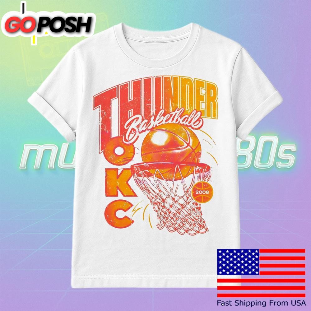 Throwback Okc Thunder Basketball 2008 Retro Hoop T Shirt
