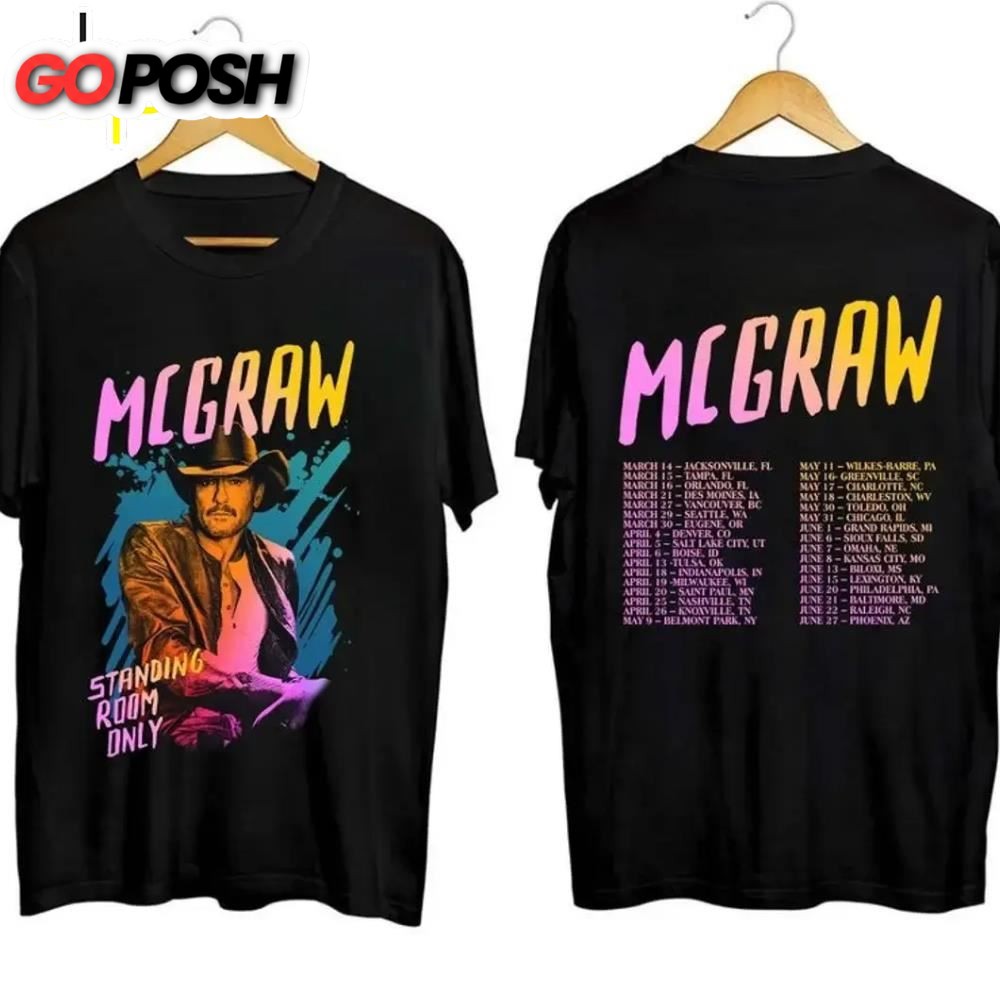 Tim Mcgraw 2024 Music Tour Black T-Shirt Gift Fans