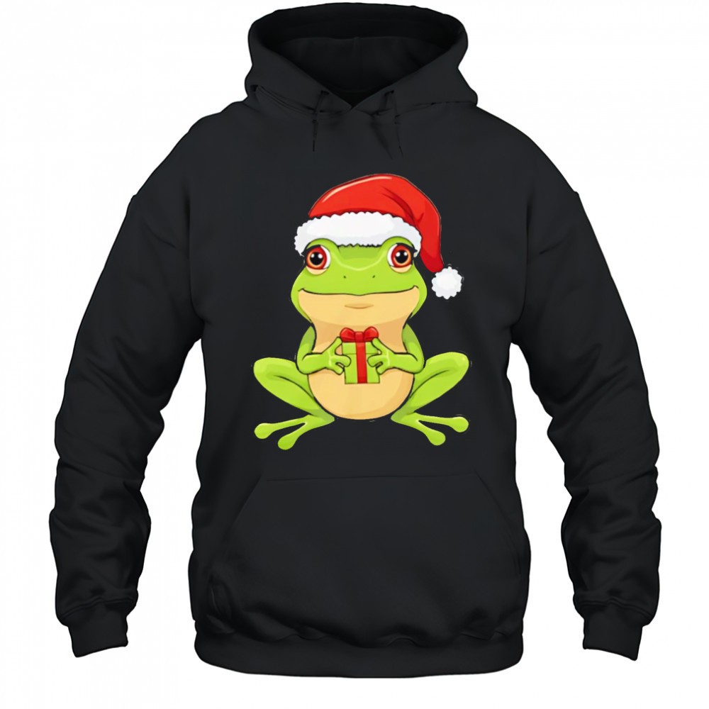 Top Cute Christmas Frog with Santa Hat shirt