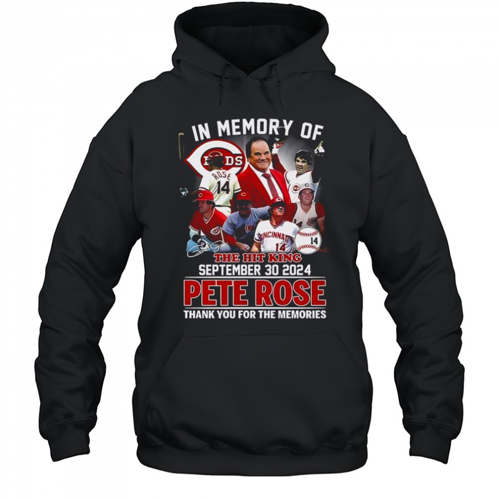 Top In Memory Of The Hit King Pete Rose Thank You For The Memories T-Shirt