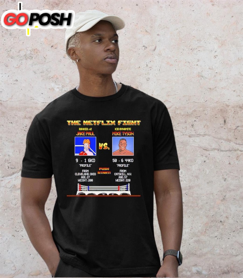 Top Jake Paul Vs Mike Tyson The Netflix Fight Push Start 8 Bit Shirt