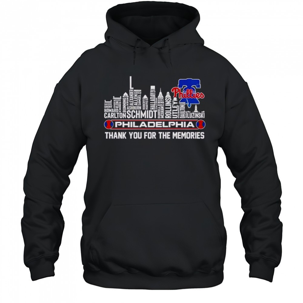 Top Philadelphia Phillies Skyline City Name Thank You For The Memories T-Shirt
