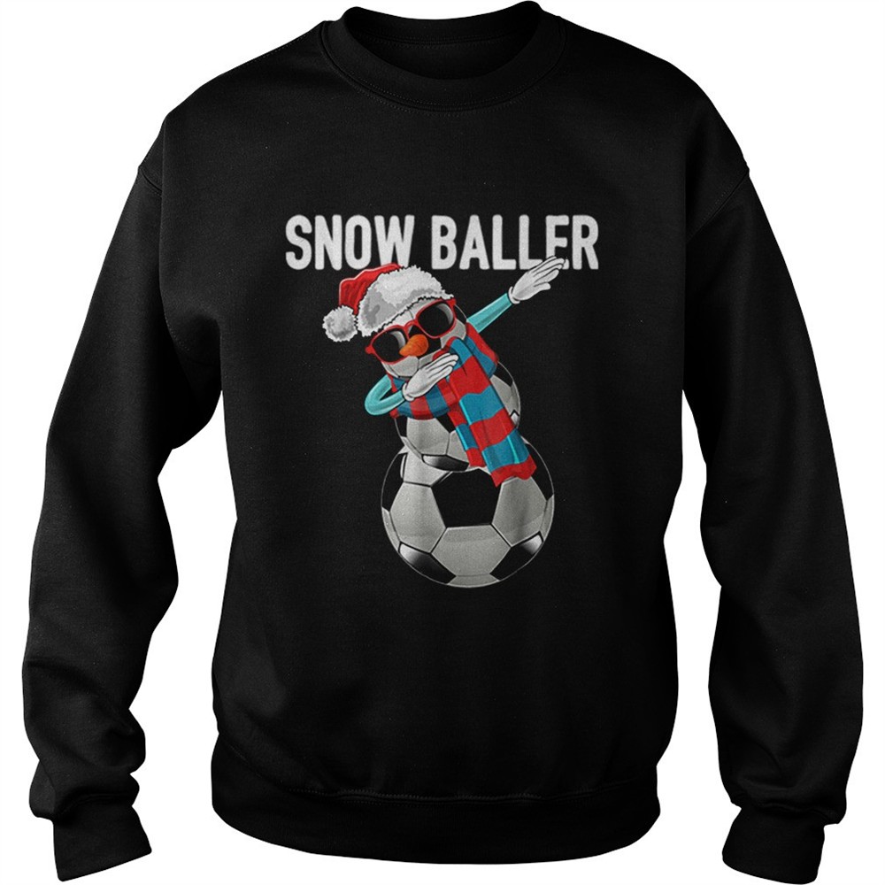 Top Snow Baller Dabbing Soccer Christmas Snowman Gift Kids shirt