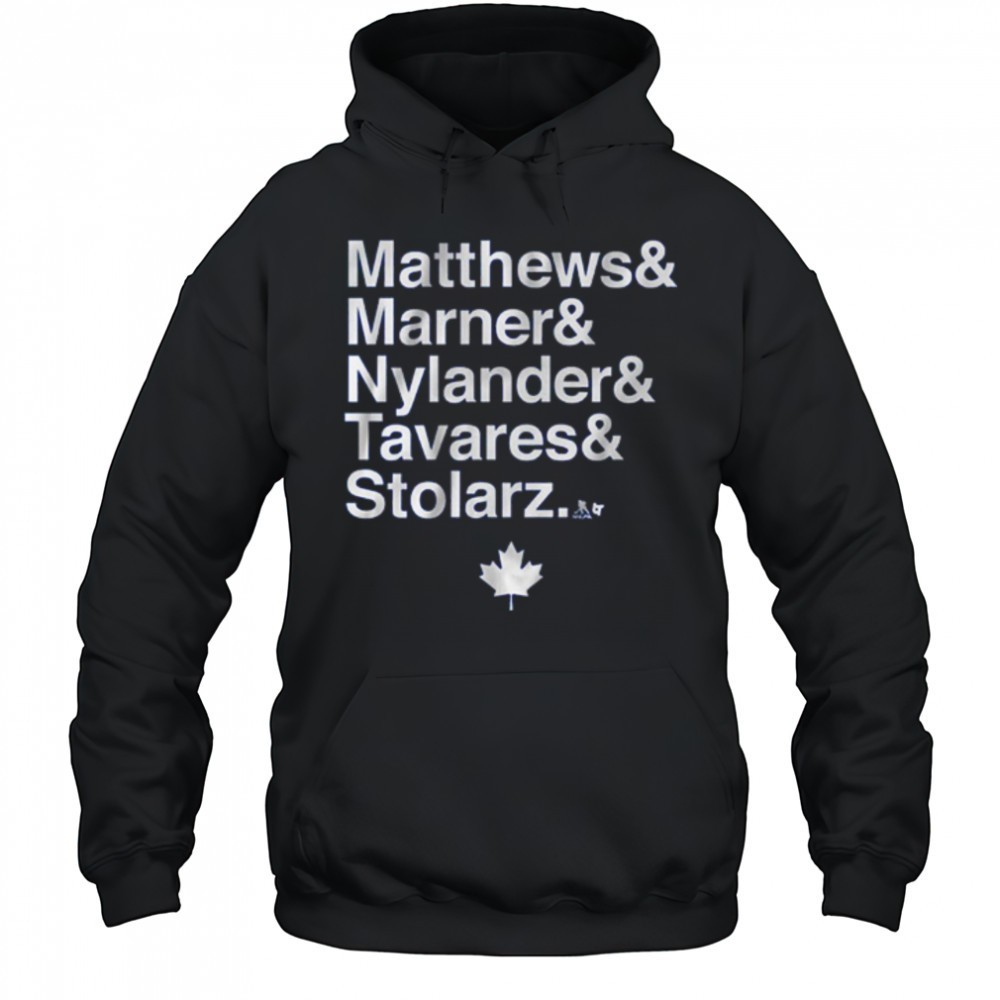 Toronto Maple Leafs Hockey Matthews and Marner and Nylander and Tavares & Stolarz t-shirt