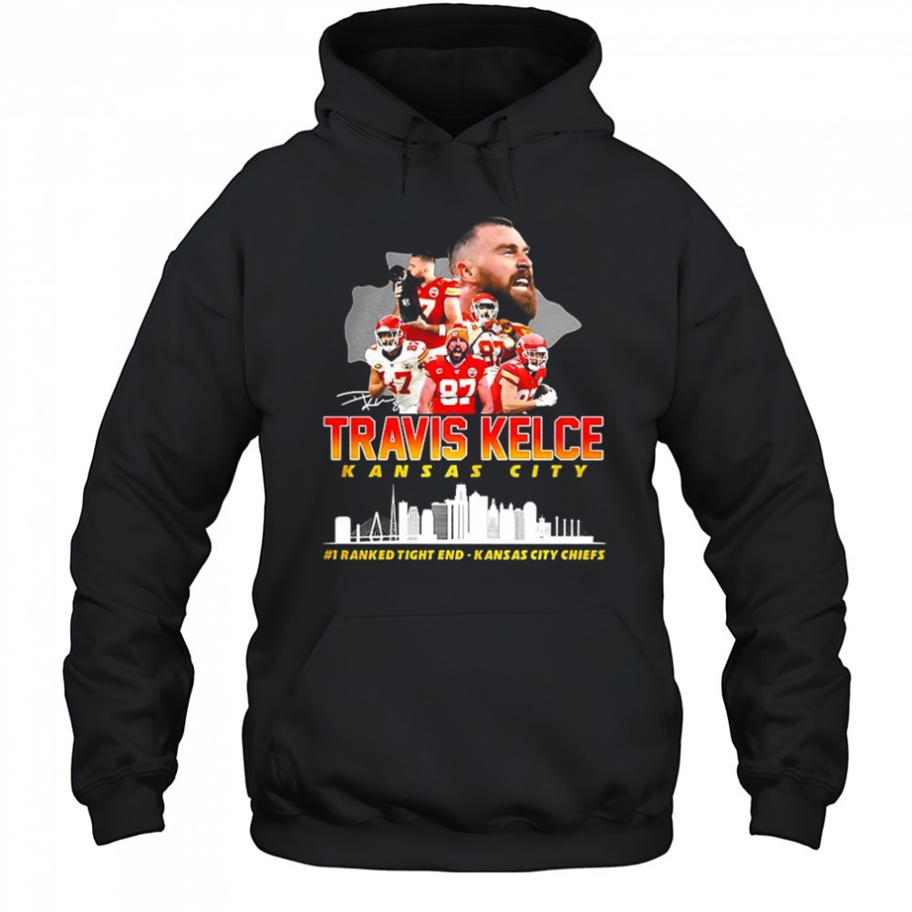 Travis Kelce Kansas City Chiefs football number 1 ranked tight end signature shirt