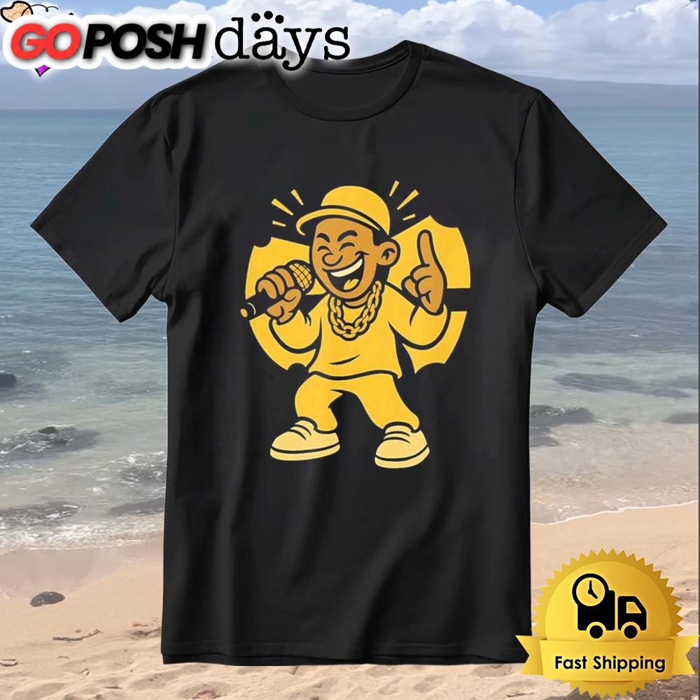 Trendy Golden Hip Hop Rapper Cartoon T-Shirt Perfect For Rap Fans