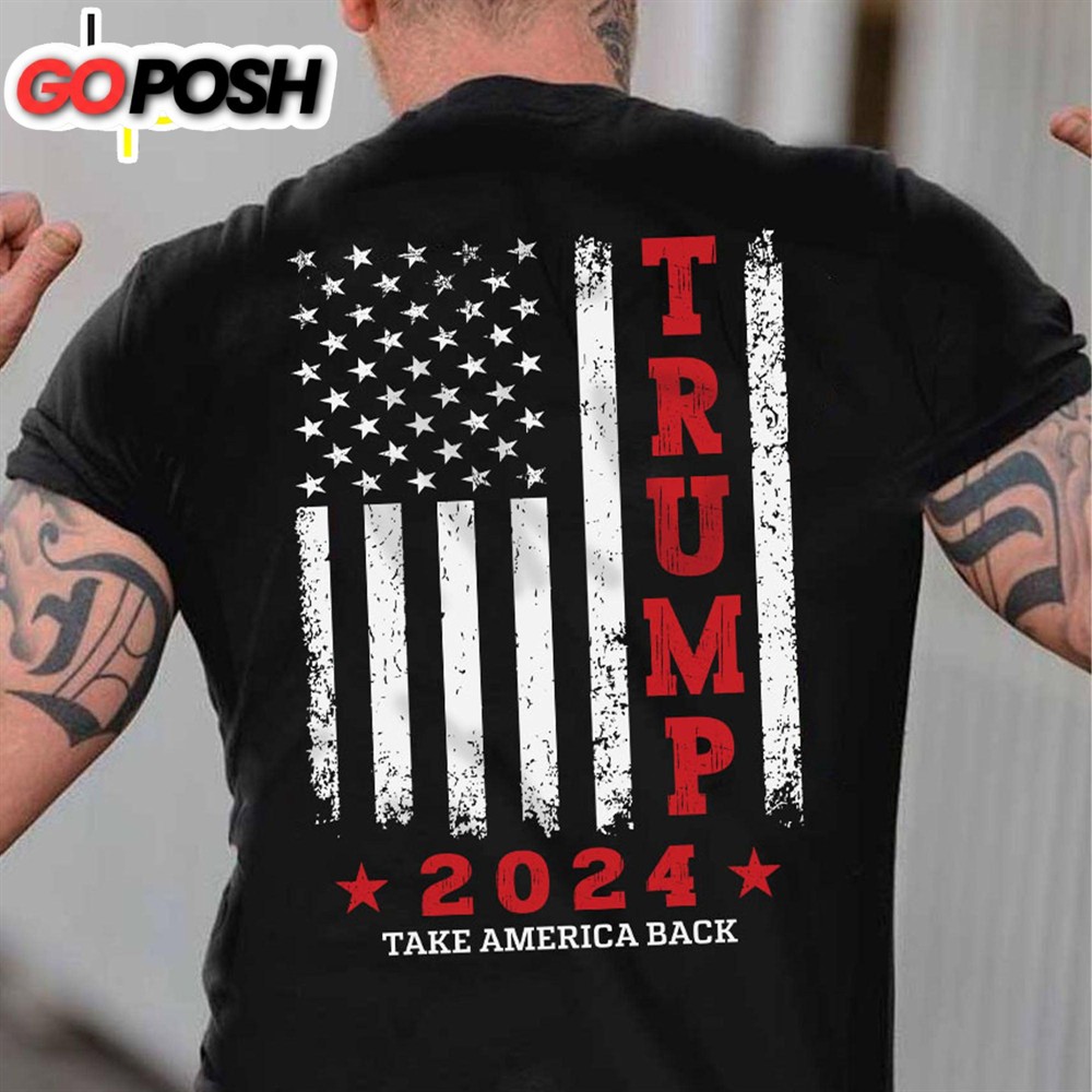 Trump 2024 American Flag Vintage Shirt Donald Trump Homage Shirt Donald Trump Fan Tees Personalized Custom Trump Front & Back Shirt