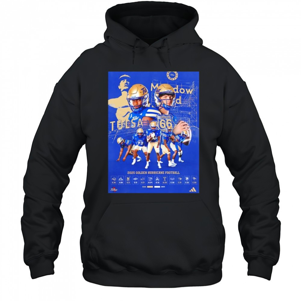Tulsas Team 2025 golden huricane football shirt