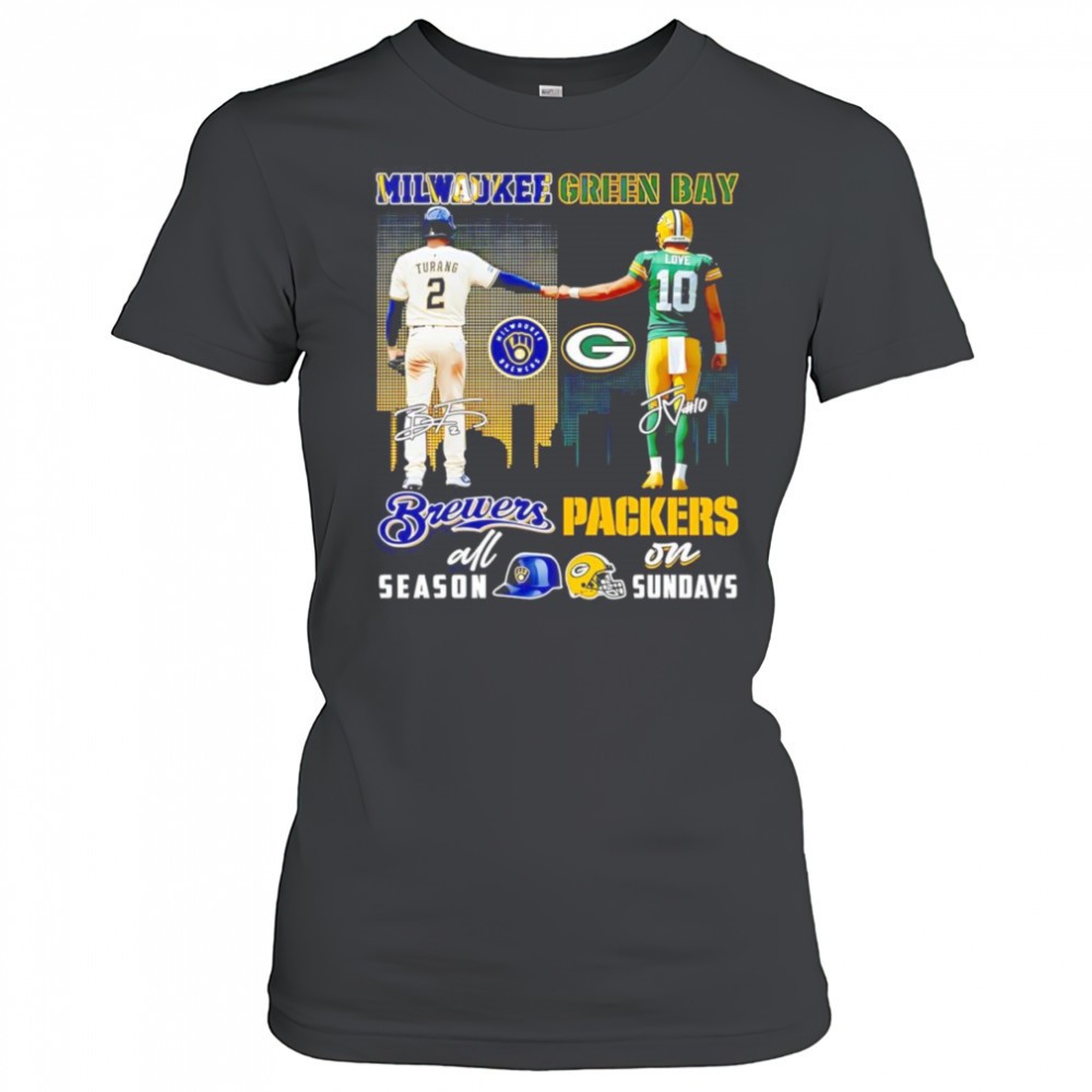 turang-and-love-milwaukee-brewers-all-season-green-bay-packers-on-sundays-shirt-s8nufwss Turang and Love Milwaukee Brewers all season Green Bay Packers on Sundays shirt