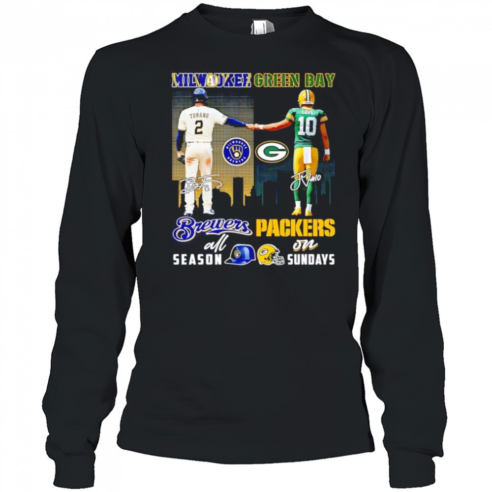 turang-and-love-milwaukee-brewers-all-season-green-bay-packers-on-sundays-shirt-s8nufwss Turang and Love Milwaukee Brewers all season Green Bay Packers on Sundays shirt