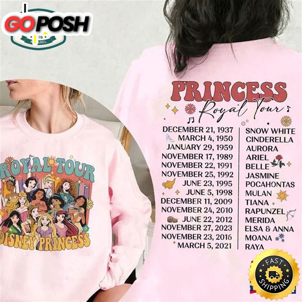 Two Sided Vintage Disney Princess Royal Tour Shirt Girl Trip 2023 T-Shirt