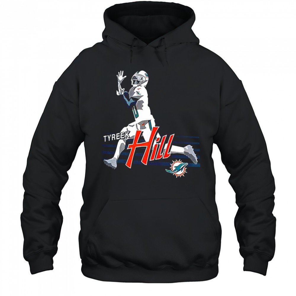 Tyreek Hill Miami Dolphins football receiving the ball shirt