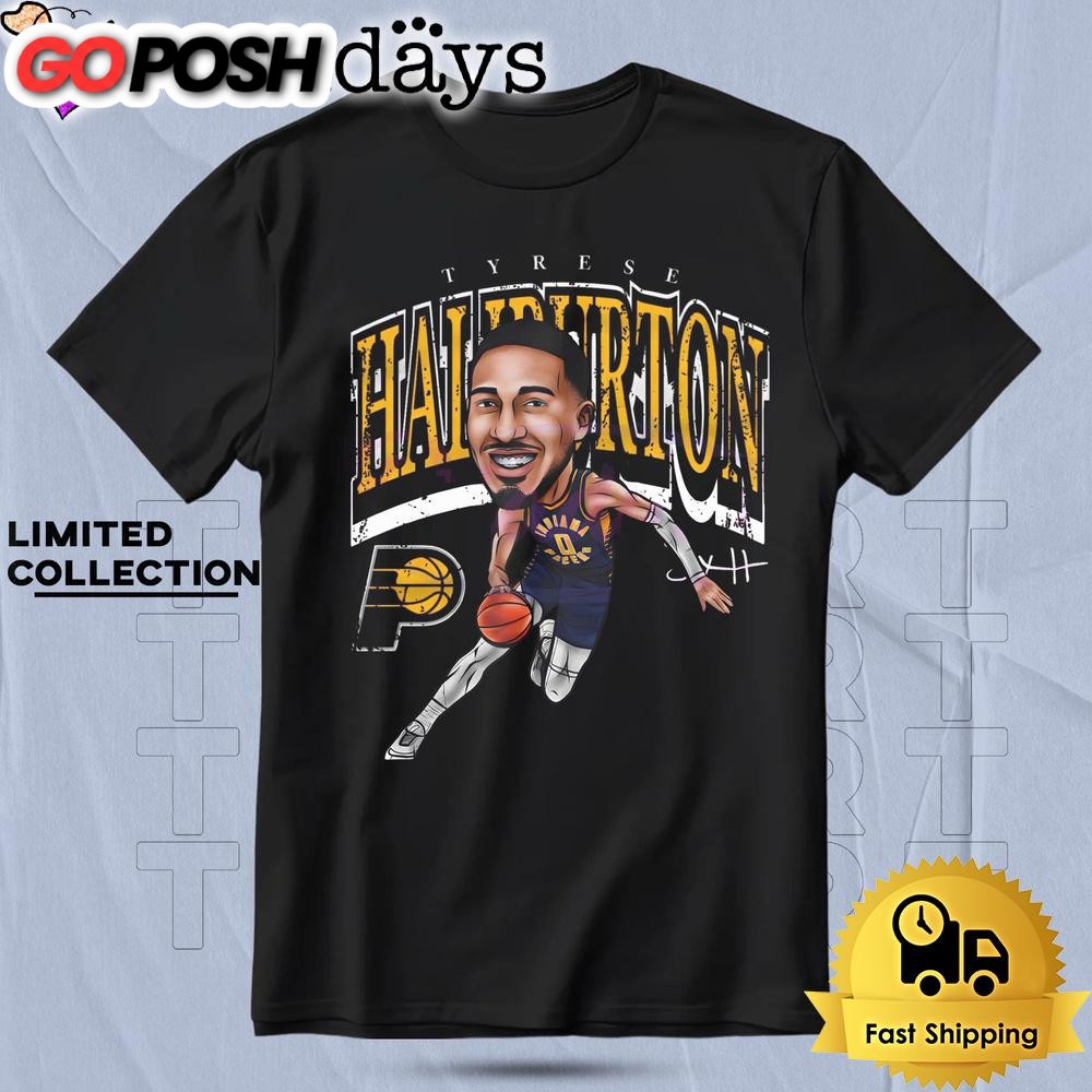 Tyrese Haliburton Indiana Pacers Basketball Cartoon Style T Shirt
