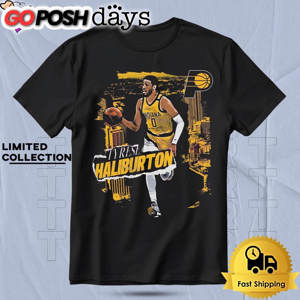 Tyrese Haliburton Indiana Pacers Basketball City Skyline T Shirt