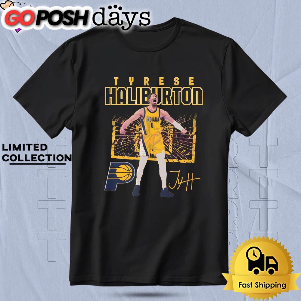 Tyrese Haliburton Indiana Pacers Shattered Court Basketball T Shirt